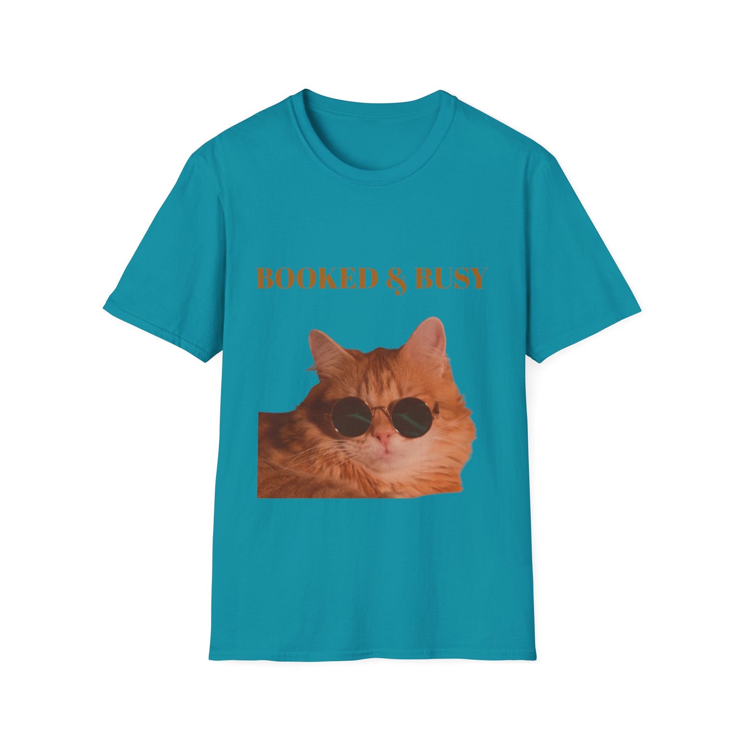 Funny Cat T-Shirt – “Booked & Busy” Unisex Softstyle Tee – Casual, Comfortable Shirt for Cat Lovers with a Playful, Motivational Message
