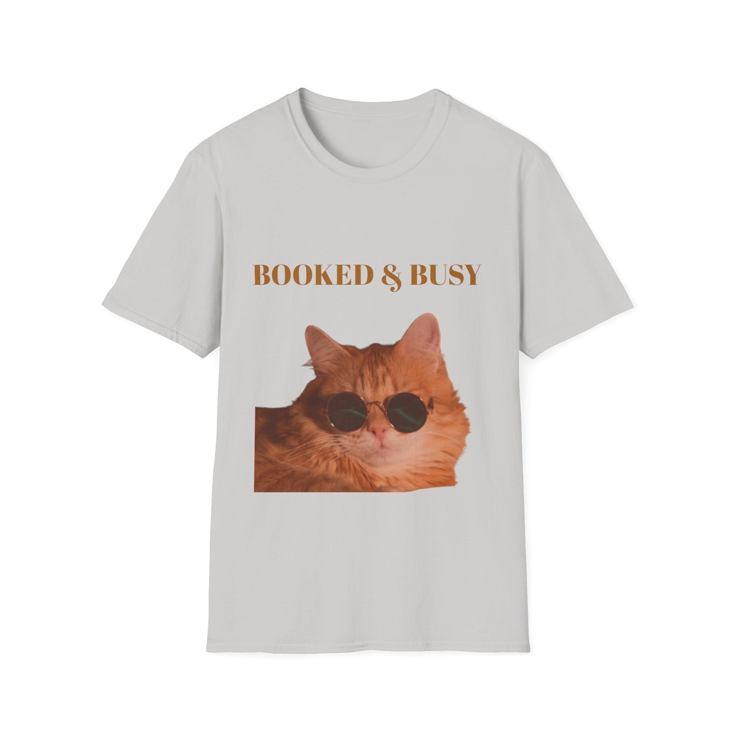 Funny Cat T-Shirt – “Booked & Busy” Unisex Softstyle Tee – Casual, Comfortable Shirt for Cat Lovers with a Playful, Motivational Message