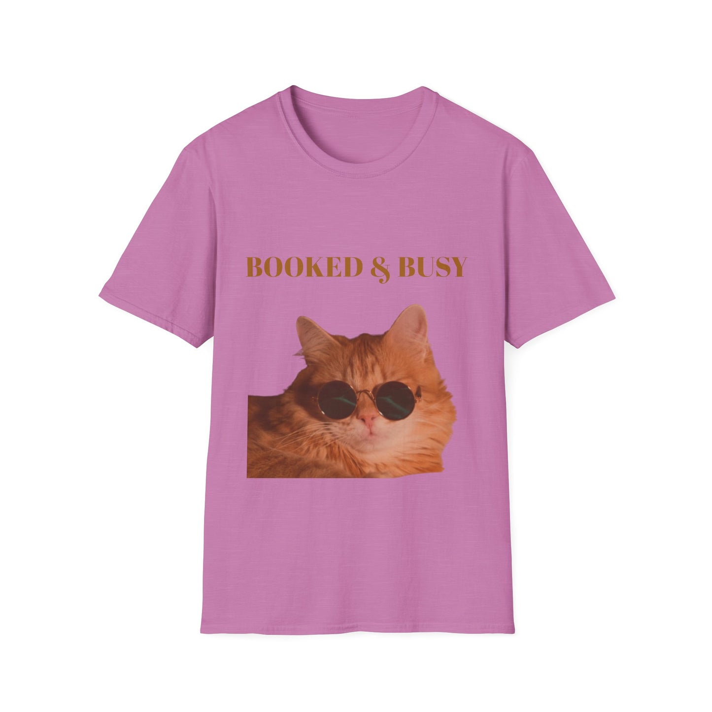 Funny Cat T-Shirt – “Booked & Busy” Unisex Softstyle Tee – Casual, Comfortable Shirt for Cat Lovers with a Playful, Motivational Message
