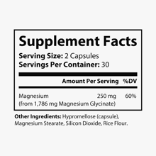 Magnesium Glycinate Supplement – 60 Capsules | High-Absorption Formula for Relaxation, Better Sleep, and Calm Support – Promotes Heart Health – Third-Party Tested, Gentle on Stomach