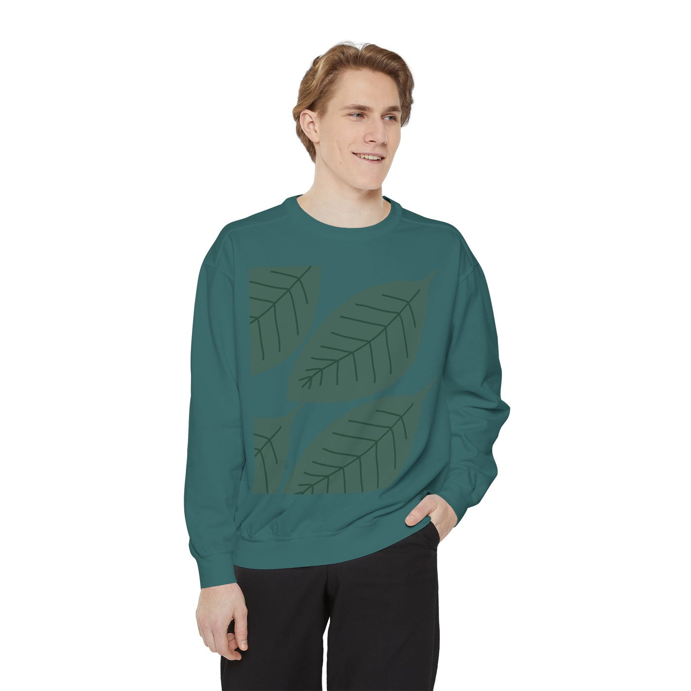 Leaf Print Unisex Sweatshirt – Eco-Friendly & Comfortable
