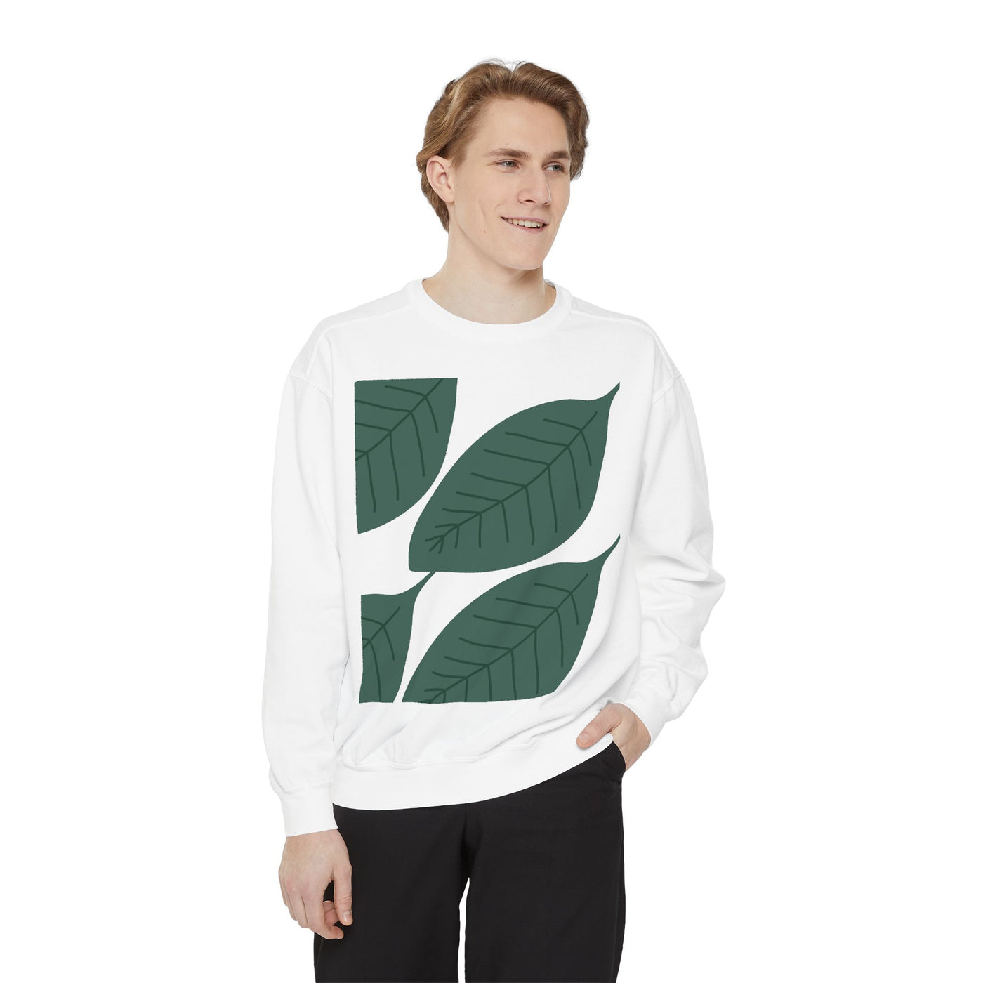 Leaf Print Unisex Sweatshirt – Eco-Friendly & Comfortable