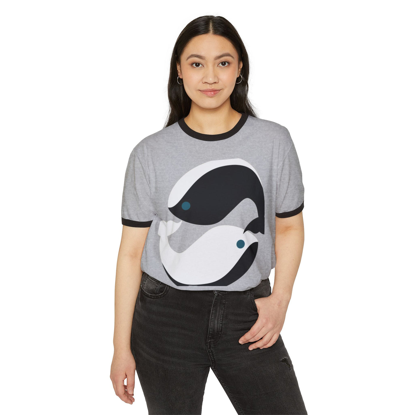 Whale Love Ringer T-Shirt – Eco-Friendly Cotton Tee | Casual & Sustainable