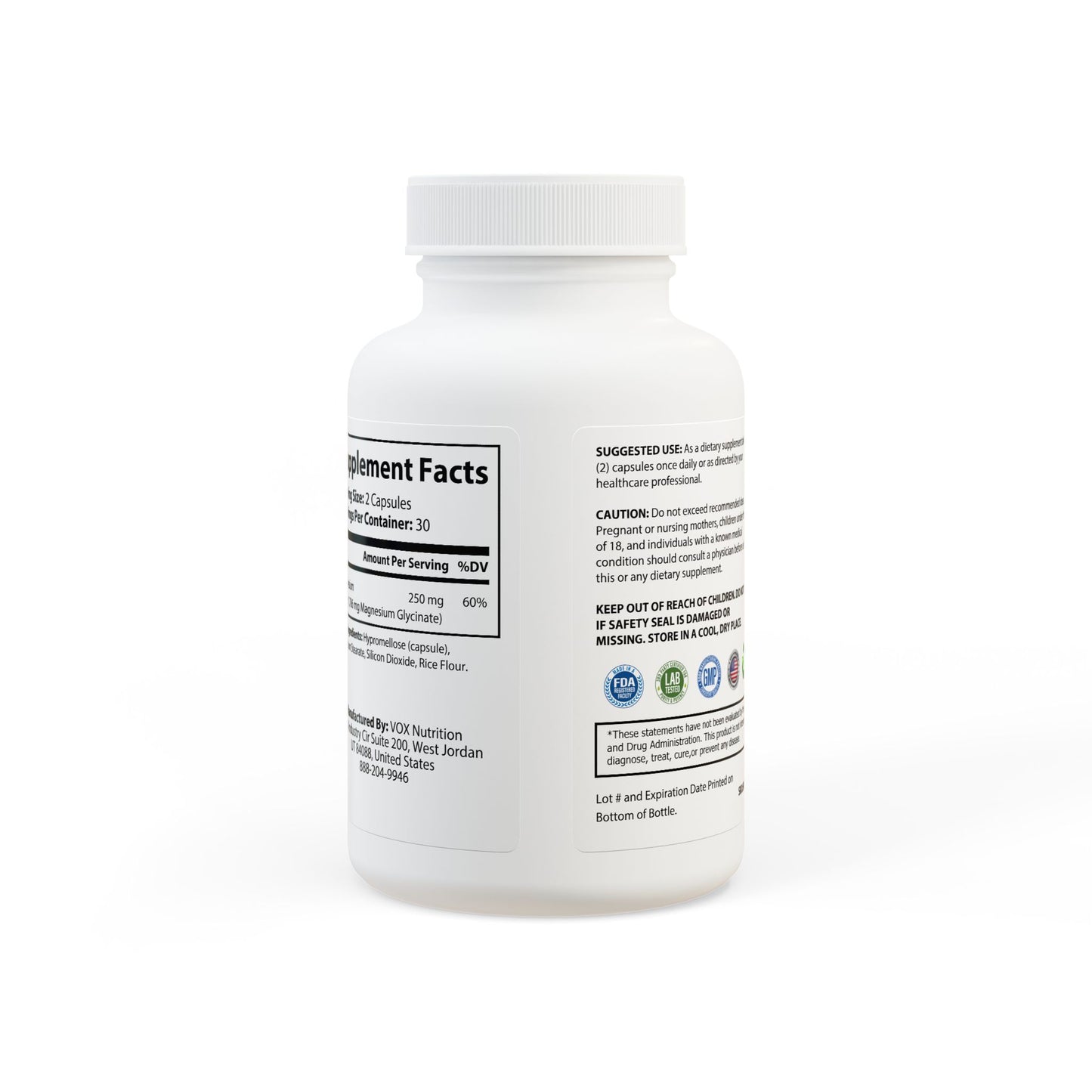 Magnesium Glycinate Supplement – 60 Capsules | High-Absorption Formula for Relaxation, Better Sleep, and Calm Support – Promotes Heart Health – Third-Party Tested, Gentle on Stomach