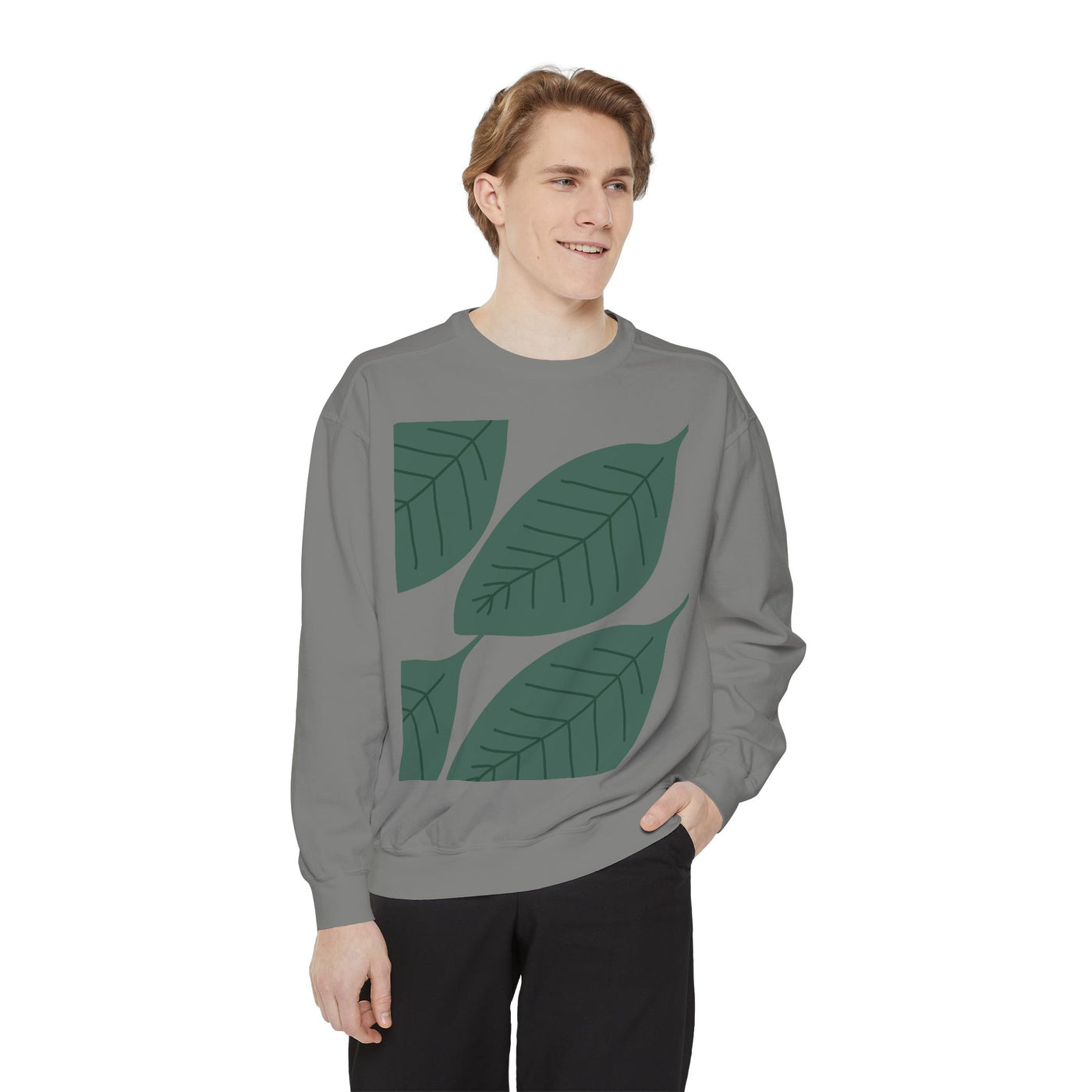 Leaf Print Unisex Sweatshirt – Eco-Friendly & Comfortable