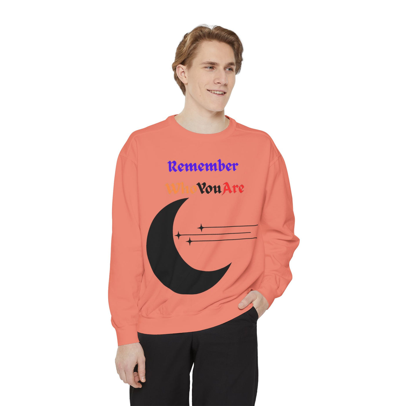 “Remember Who You Are” Sweatshirt – Unisex Garment-Dyed Crewneck | Comfortable & Inspirational Style
