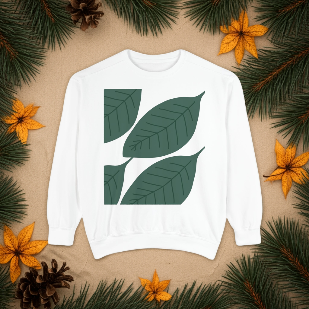 Leaf Print Unisex Sweatshirt – Eco-Friendly & Comfortable