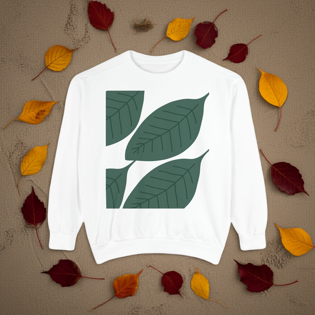 Leaf Print Unisex Sweatshirt – Eco-Friendly & Comfortable