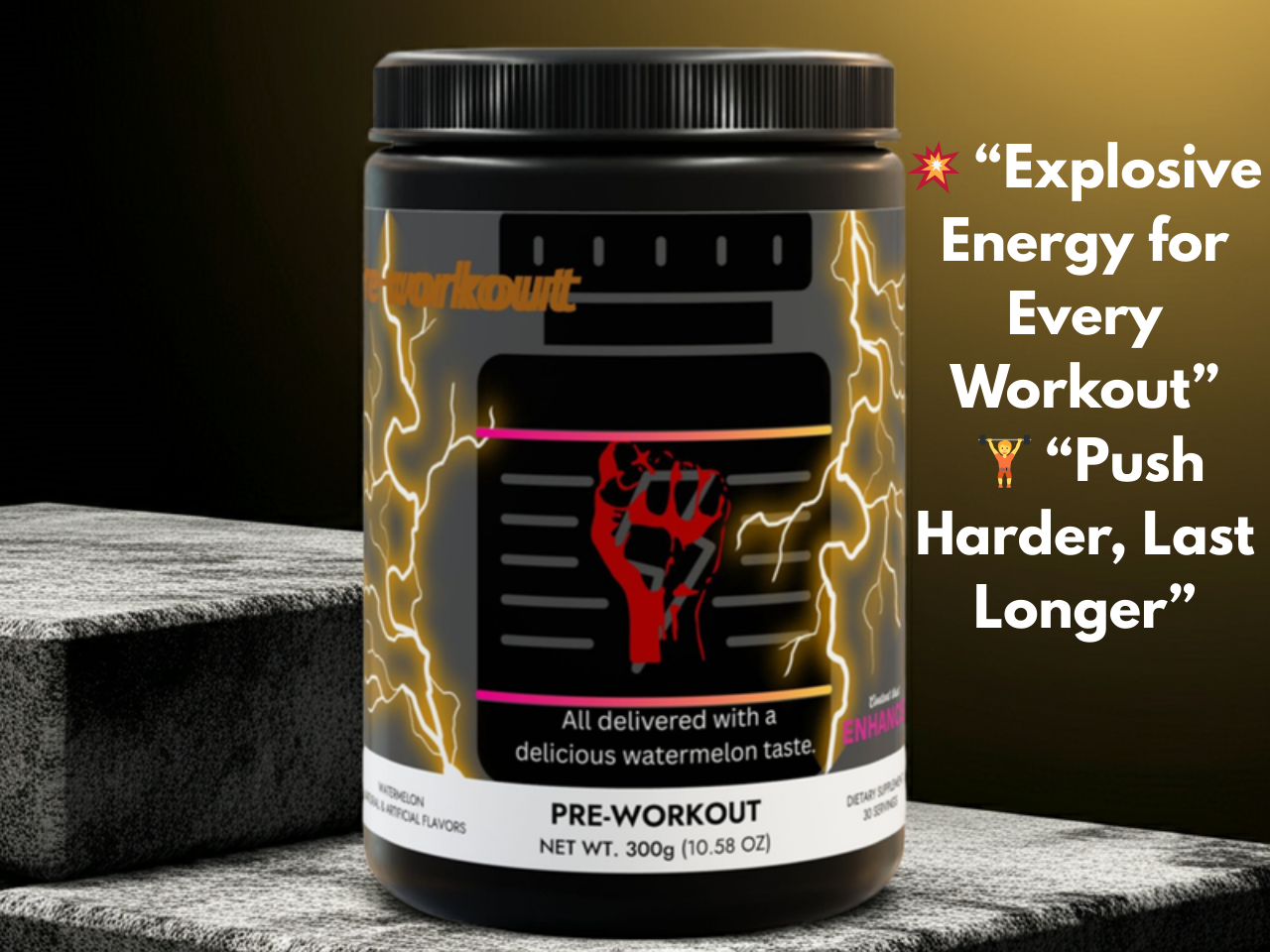 Watermelon Pre-Workout 300g – Boosts Energy, Focus & Stamina